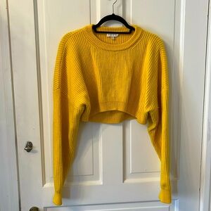 Ronny Kobo Yellow Merino Wool Cropped Knit Sweater